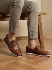 جلد بني فاتح - Jones Bootmaker Patton Leather Moccasins Shoes - Image 1 of 6