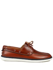 جلد بني فاتح - Jones Bootmaker Patton Leather Moccasins Shoes - Image 2 of 6