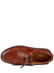 جلد بني فاتح - Jones Bootmaker Patton Leather Moccasins Shoes - Image 4 of 6