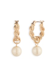 Lauren Ralph Lauren Gold Faux Pearl Drop Hoop Earrings - Image 1 of 2