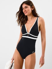 Accessorize Black UPF50+ Contrast Plunge Shaping Swimsuit - Image 1 of 4