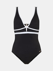 Accessorize Black UPF50+ Contrast Plunge Shaping Swimsuit - Image 4 of 4