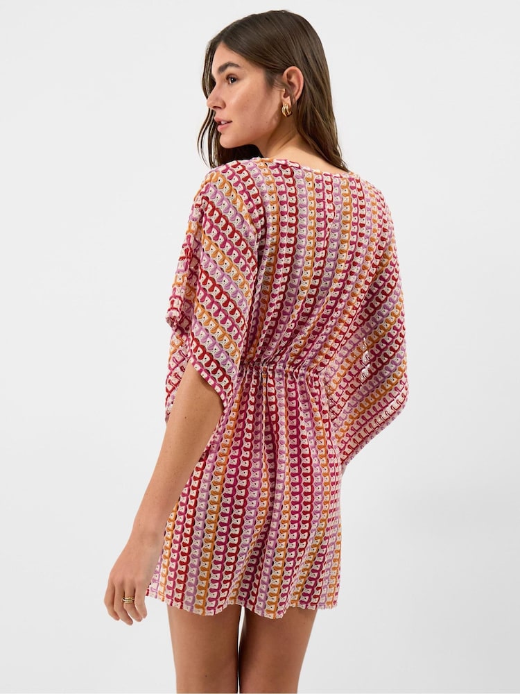 Accessorize Orange Crochet Mini Kaftan - Image 2 of 4