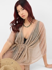 Accessorize Gold Shimmer Mini Kaftan - Image 2 of 5