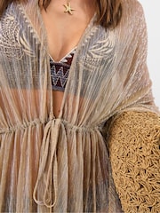 Accessorize Gold Shimmer Mini Kaftan - Image 3 of 5