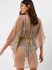 Accessorize Gold Shimmer Mini Kaftan - Image 4 of 5