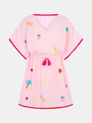 Angels By Accessorize Pink Fruit Embroidered Cotton Kaftan - Image 1 of 2