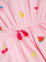 Angels By Accessorize Pink Fruit Embroidered Cotton Kaftan - Image 2 of 2