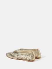 Accessorize Gold Woven Leather Ballet Flats - Image 2 of 2