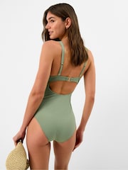 Accessorize Green UPF50+ Contrast Plunge Shaping Swimsuit - Image 3 of 4