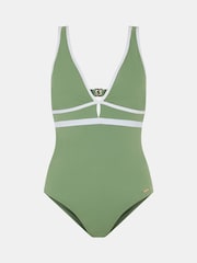 Accessorize Green UPF50+ Contrast Plunge Shaping Swimsuit - Image 4 of 4