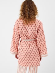 Accessorize Pink Block Print Cotton Short Dressing Gown - Image 2 of 4