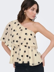 JDY Polka Dot One Shoulder Top - Изображение 3 7