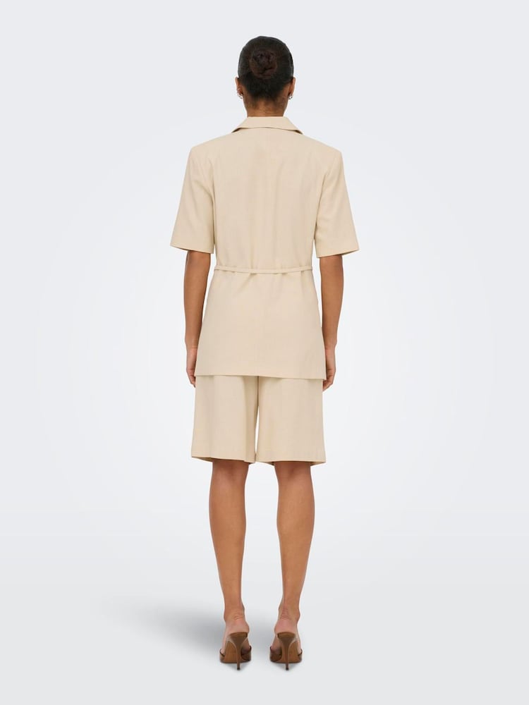 JDY Cream Linen Mix Bermuda Shorts - Image 2 of 6