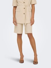 JDY Cream Linen Mix Bermuda Shorts - Image 3 of 6