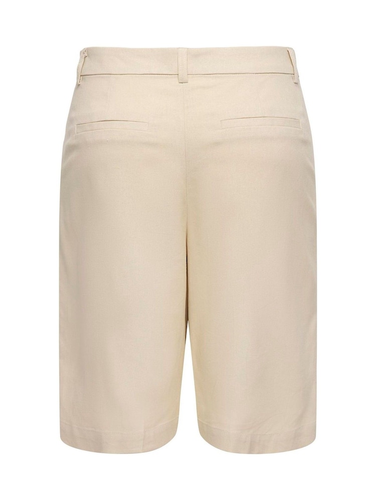 JDY Cream Linen Mix Bermuda Shorts - Image 6 of 6