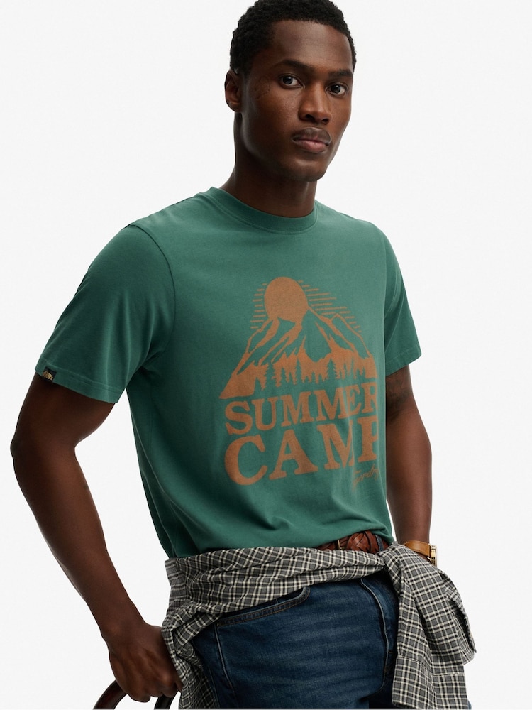 Superdry Green Retro Outdoor Relaxed T-Shirt - Image 2 of 7