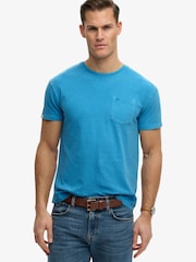 SUPERDRY Blue Classic Cotton Linen Pocket T-Shirt - Image 3 of 7