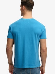 SUPERDRY Blue Classic Cotton Linen Pocket T-Shirt - Image 4 of 7
