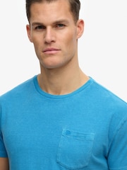 SUPERDRY Blue Classic Cotton Linen Pocket T-Shirt - Image 5 of 7