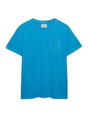 SUPERDRY Blue Classic Cotton Linen Pocket T-Shirt - Image 6 of 7