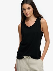 SUPERDRY Black SUPERDRY Scoop Neck Tank Vest - Image 1 of 7