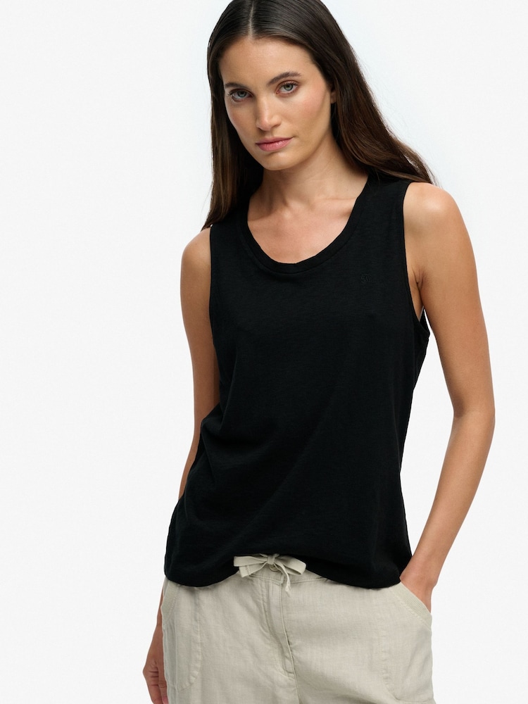 SUPERDRY Black SUPERDRY Scoop Neck Tank Vest - Image 1 of 7