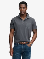 Superdry Grey Classic Cotton Linen Polo Shirt - Image 3 of 7