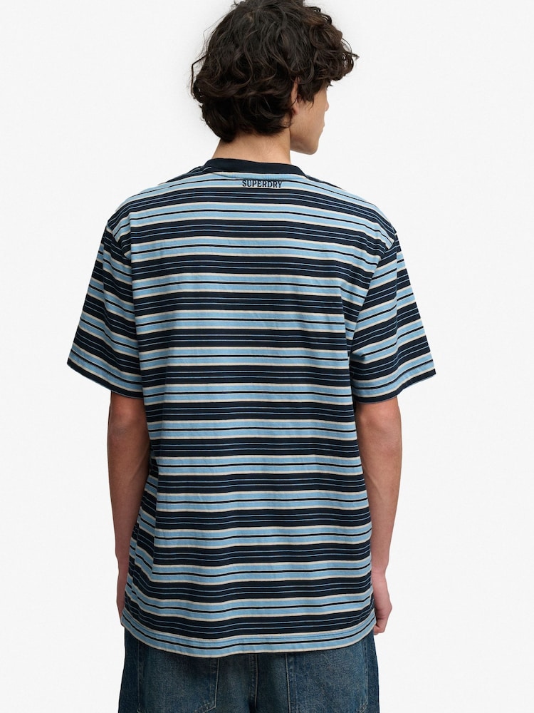 SUPERDRY Blue Oversized Stripe T-Shirt - Image 2 of 7