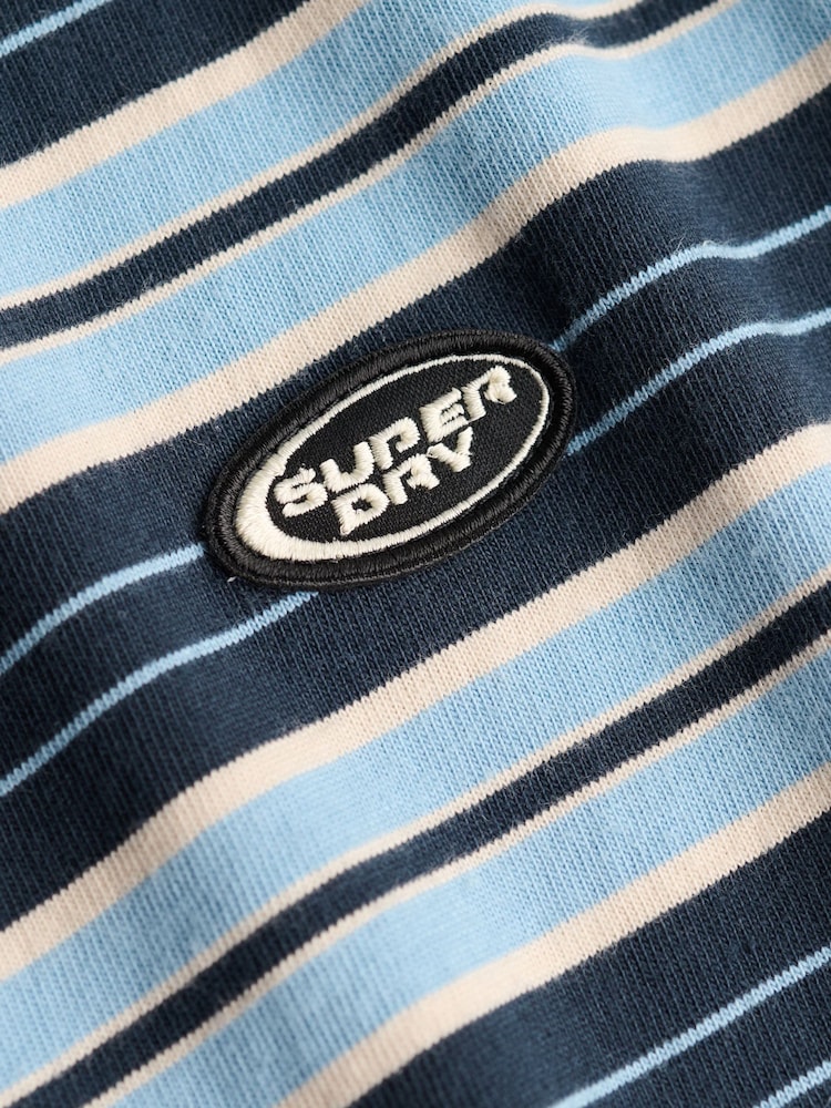 SUPERDRY Blue Oversized Stripe T-Shirt - Image 7 of 7