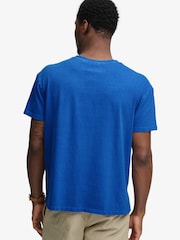 SUPERDRY Blue Classic Cotton Linen Pocket T-Shirt - Image 2 of 6
