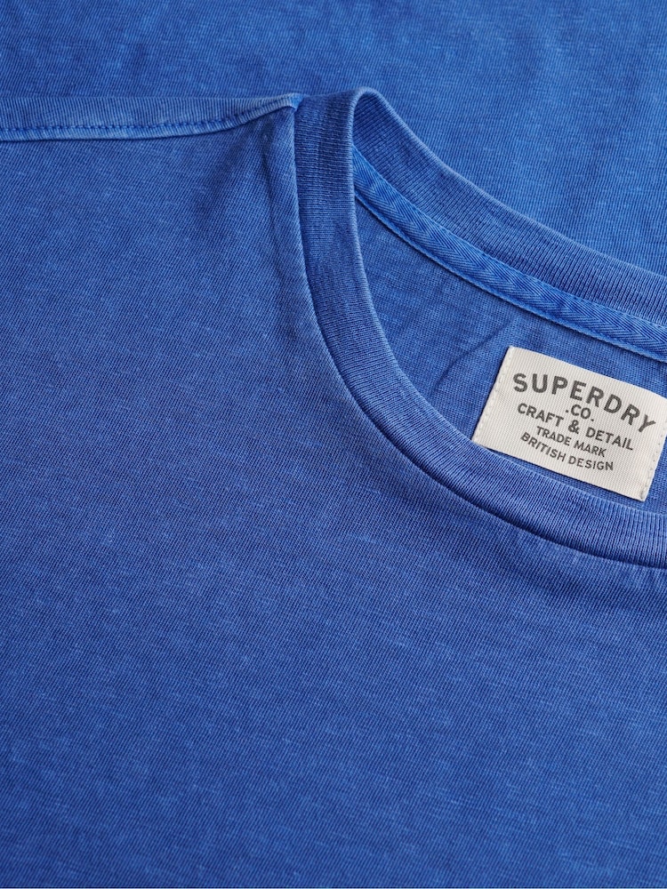 SUPERDRY Blue Classic Cotton Linen Pocket T-Shirt - Image 6 of 6