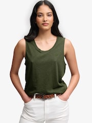 SUPERDRY Green Scoop Neck Tank Vest - Image 1 of 7