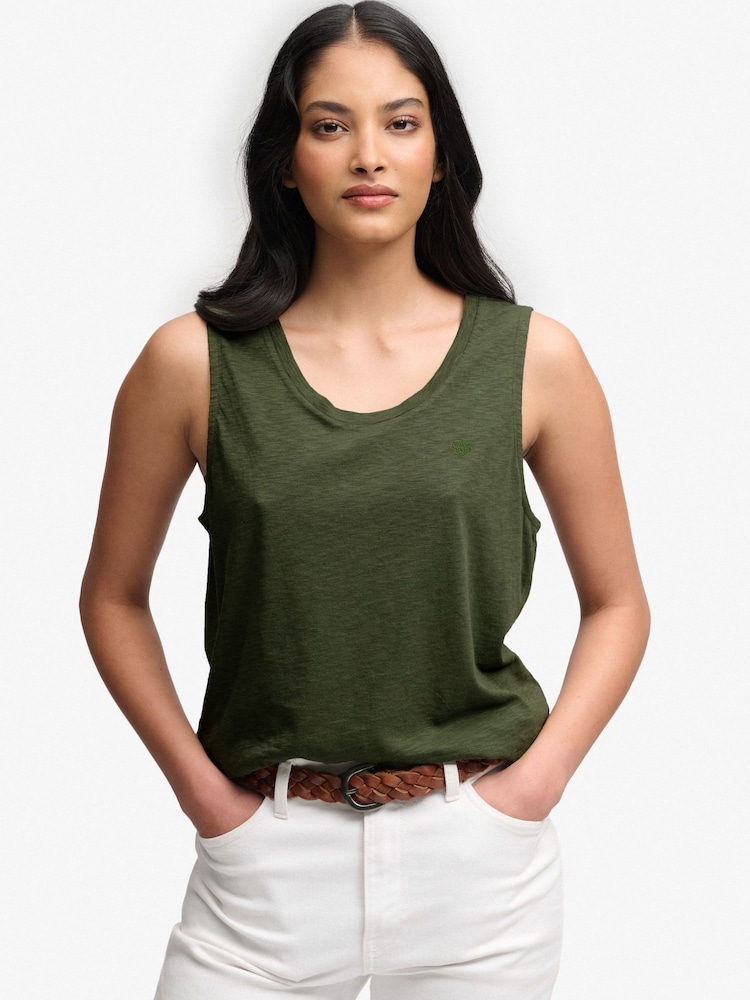 SUPERDRY Green Scoop Neck Tank Vest - Image 1 of 7