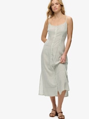 SUPERDRY White Print Button Down Cami Midi Dress - Image 1 of 8