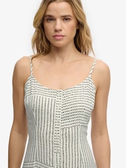 SUPERDRY White Print Button Down Cami Midi Dress - Image 6 of 8