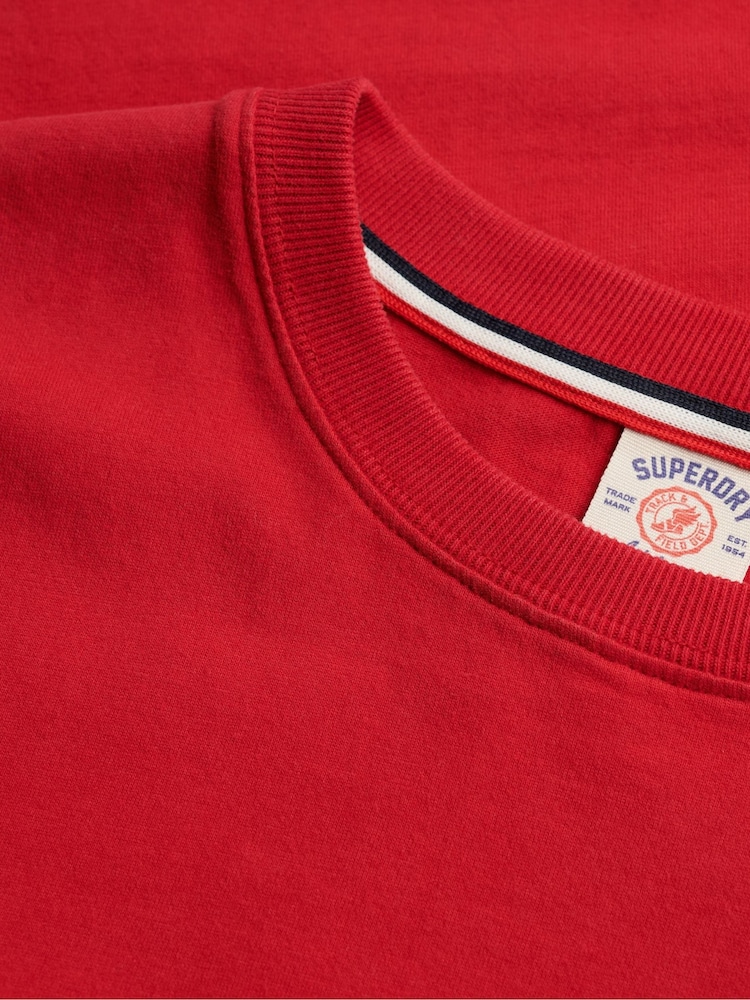 SUPERDRY Red Vintage Prep Relaxed Pocket T-Shirt - Image 7 of 7