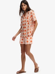 SUPERDRY Orange Cotton Printed Beach Shorts - Image 4 of 8