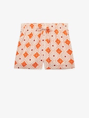 SUPERDRY Orange Cotton Printed Beach Shorts - Image 7 of 8