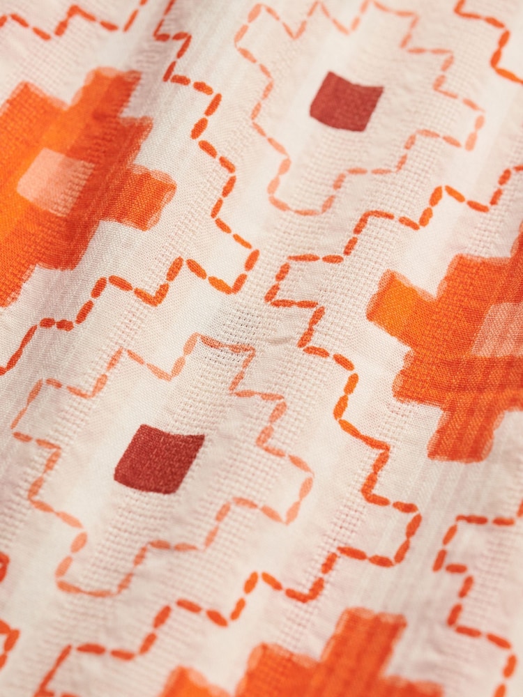 SUPERDRY Orange Cotton Printed Beach Shorts - Image 8 of 8