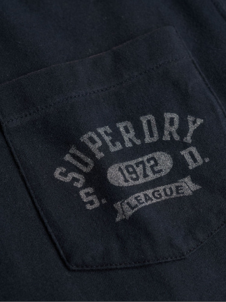 SUPERDRY Blue Vintage Prep Relaxed Pocket T-Shirt - Image 7 of 7