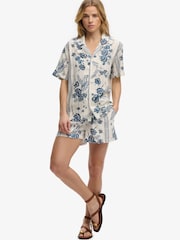 SUPERDRY Cream SUPERDRY Cotton Printed Beach Shorts - Image 2 of 8