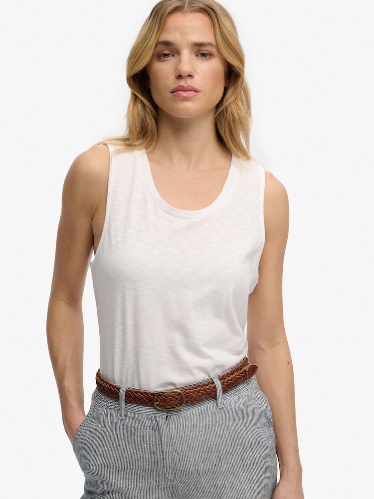 SUPERDRY White Scoop Neck Tank Vest - Image 1 of 7 SUPERDRY White Scoop Neck Tank Vest - Image 1 of 7