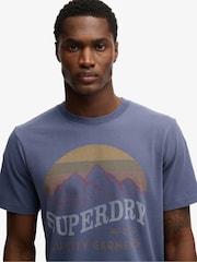 Синий - Свободная футболка Superdry Outdoors Mountain - Изображение 5 6