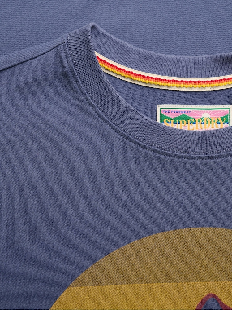 Синий - Свободная футболка Superdry Outdoors Mountain - Изображение 6 6