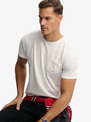 SUPERDRY White Classic Cotton Linen Pocket T-Shirt - Image 3 of 5