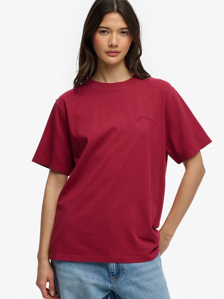 SUPERDRY Red Essential Logo Loose T-Shirt - Image 1 of 5 SUPERDRY Red Essential Logo Loose T-Shirt - Image 1 of 5
