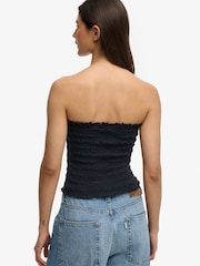 SUPERDRY Blue Smocked Jersey Bandeau Top - Image 5 of 7