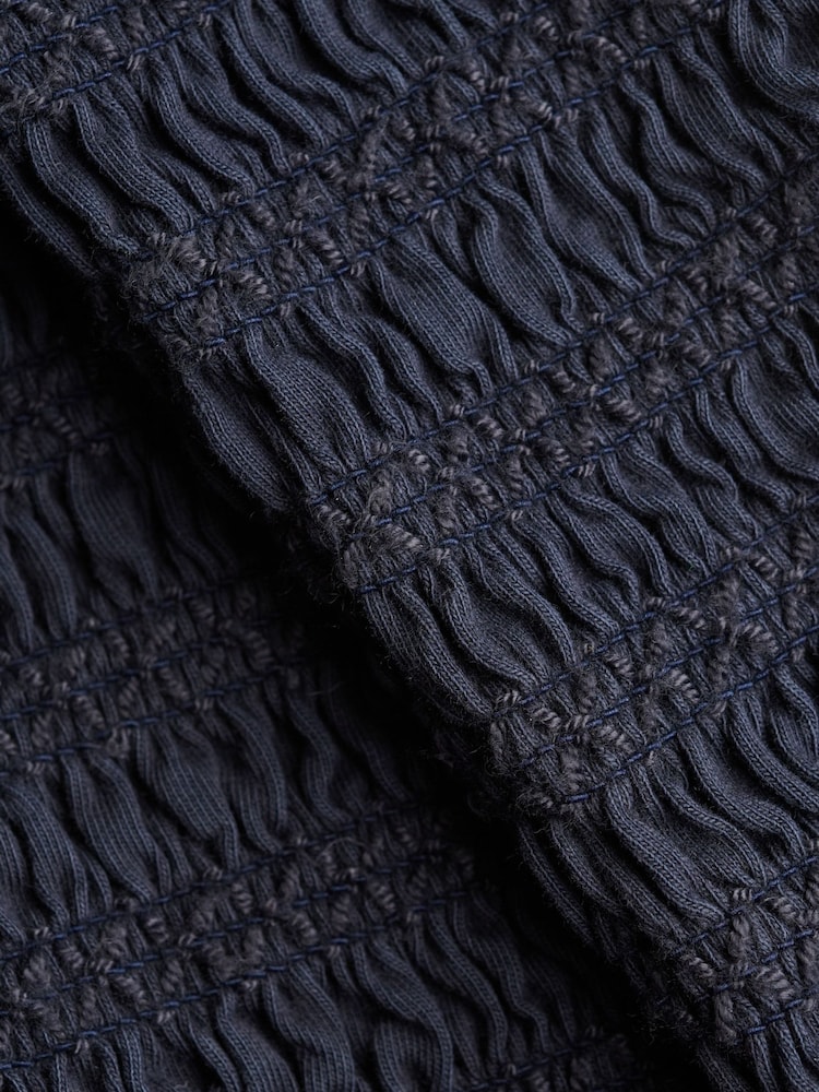 SUPERDRY Blue Smocked Jersey Bandeau Top - Image 7 of 7