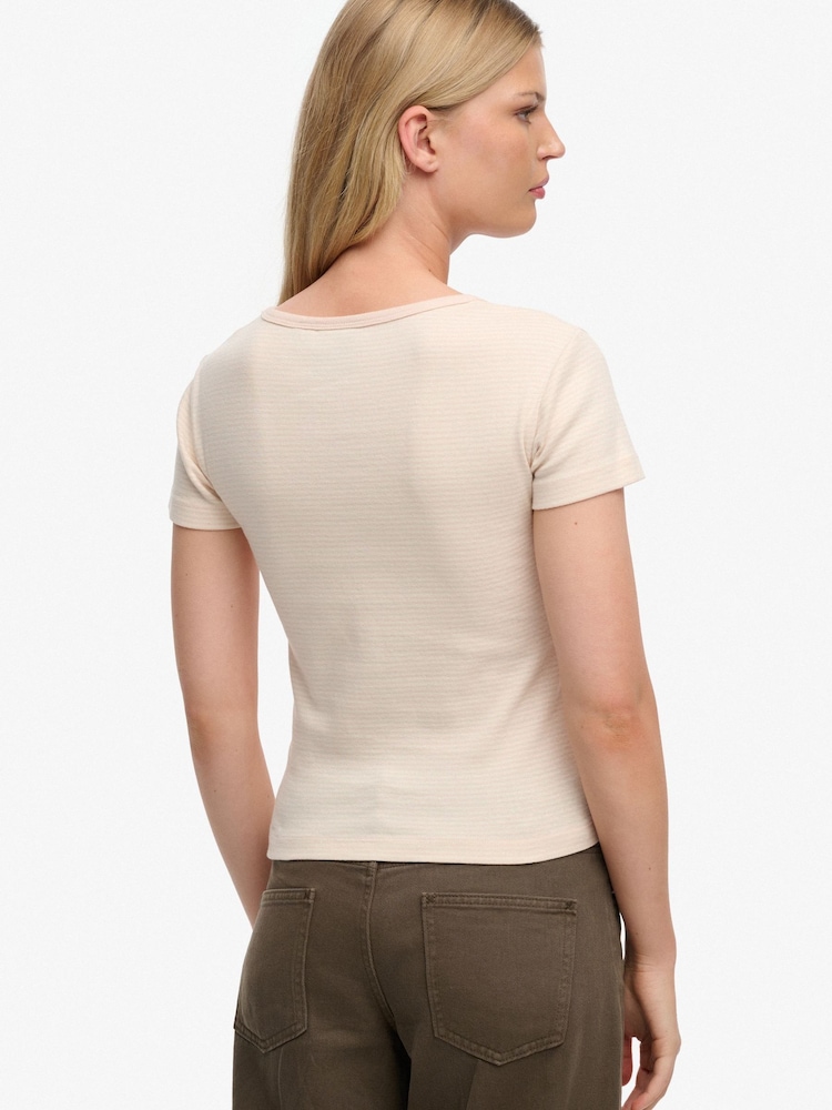 Superdry Pink Athletic Essentials Striped Short Sleeve Top - Image 2 of 5